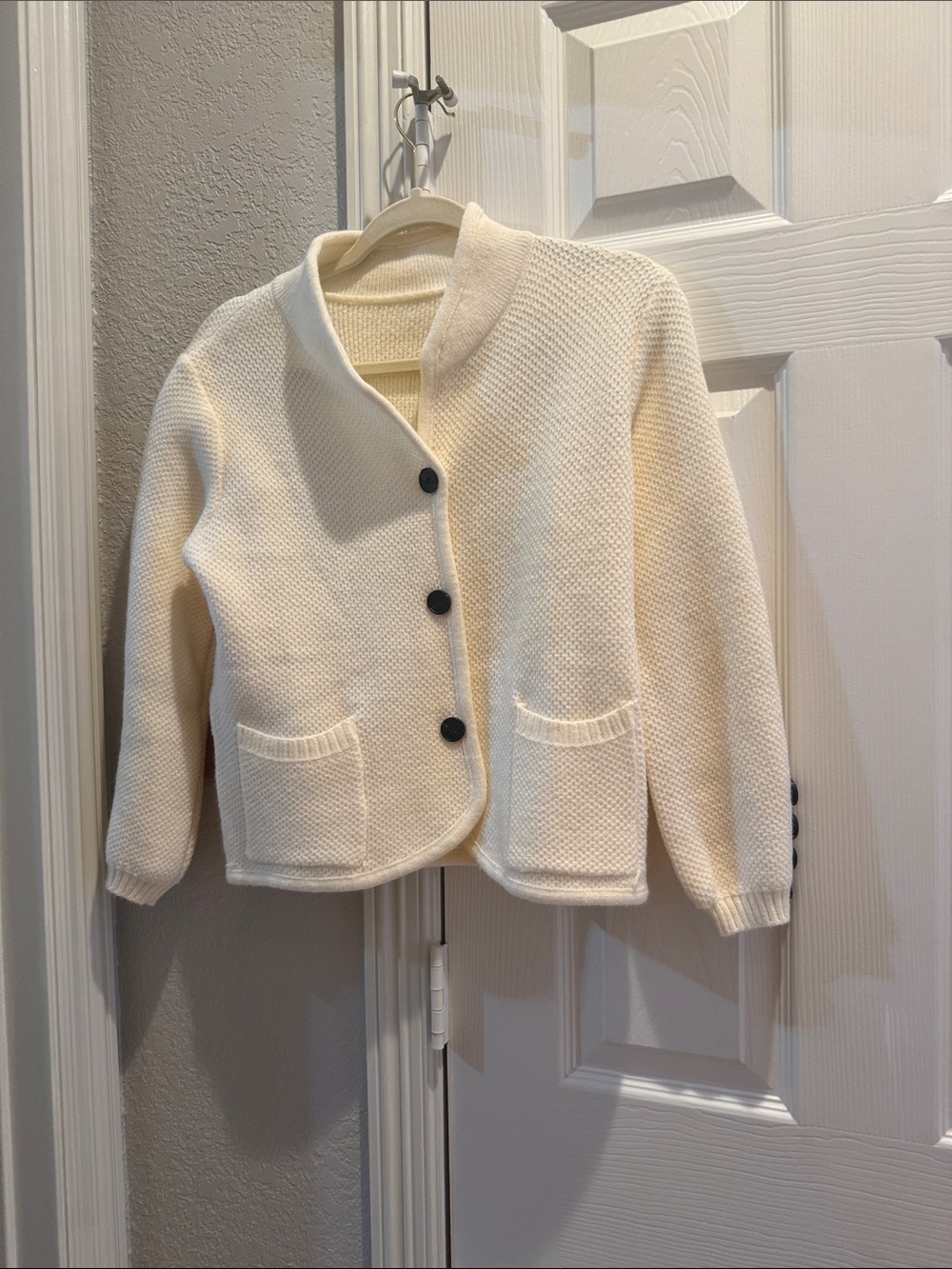 Cream Knit Button-Front Jacket
